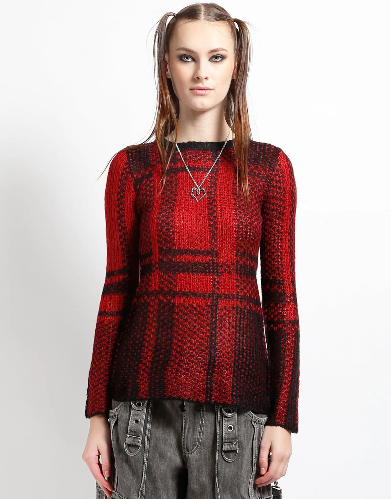 Temperature Control Fabric Cozy Sweatshirt PLAID SWEATER