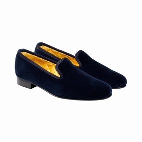 Plain Albert Navy Velvet (Womens) Hygienic Footwear Material No Fuss