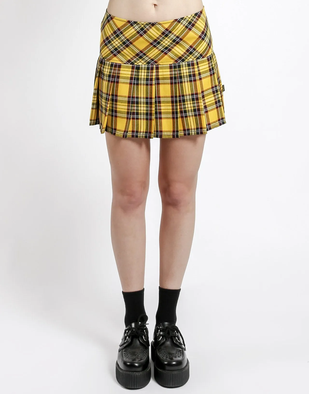 PLEATED SKIRT YELLOW PLAID Casual Comfort Look