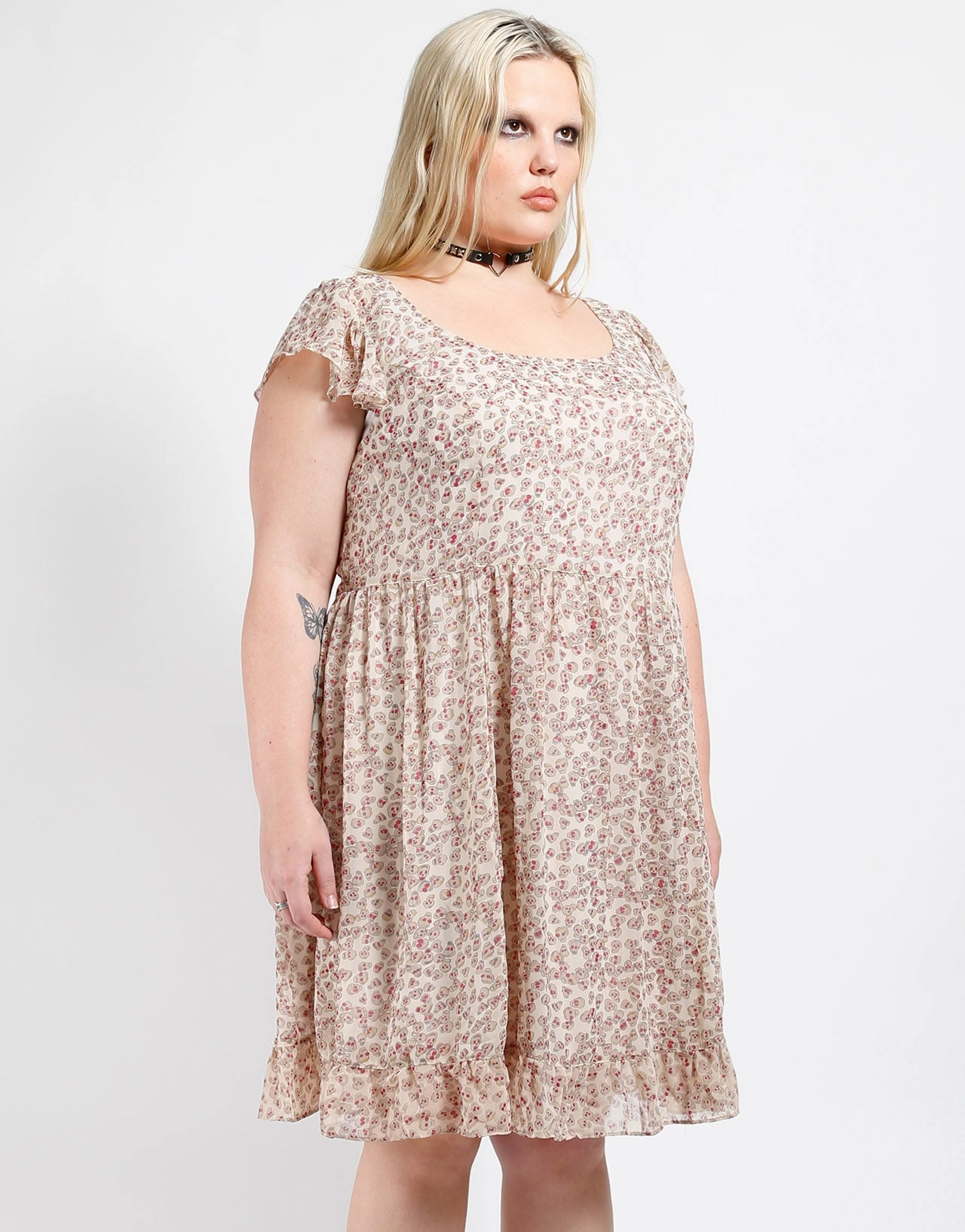 Plus Size Sookie Skull Chiffon Dress Playful and flirty dress Easy Movement