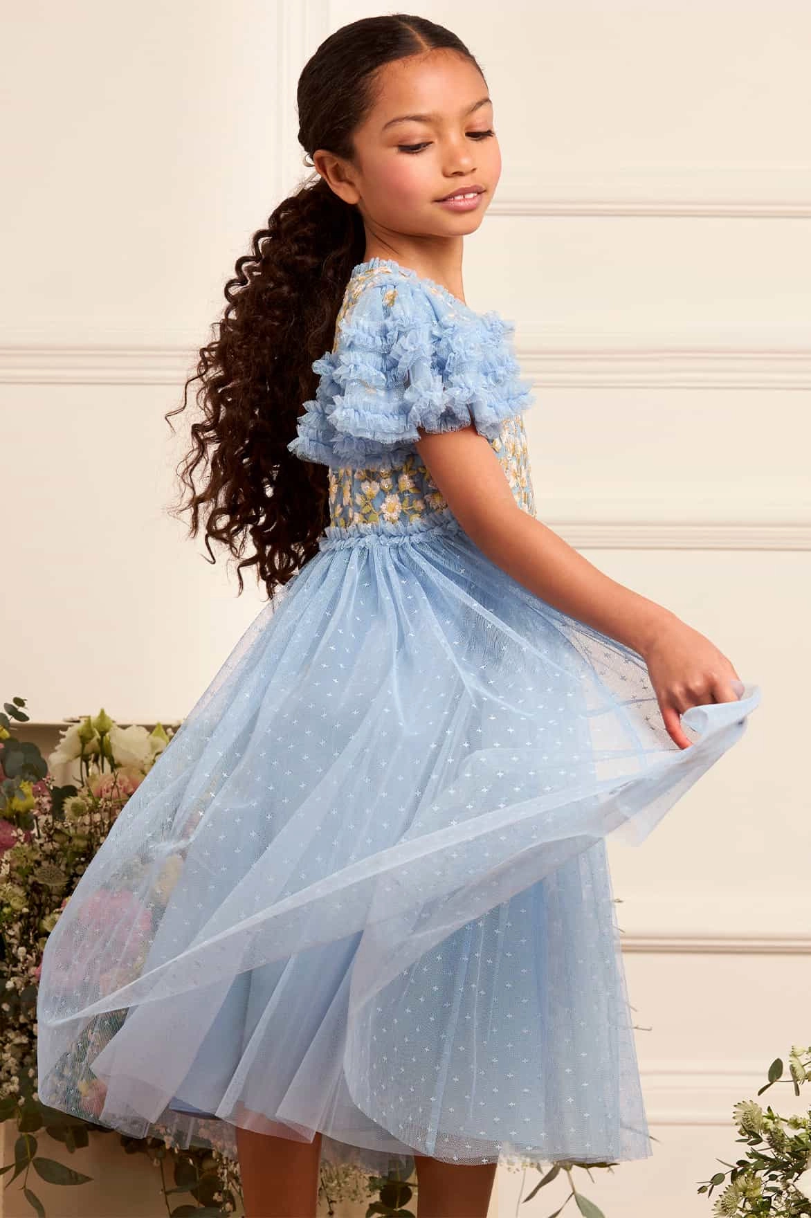 Layered Look Posy Bodice Kids Dress