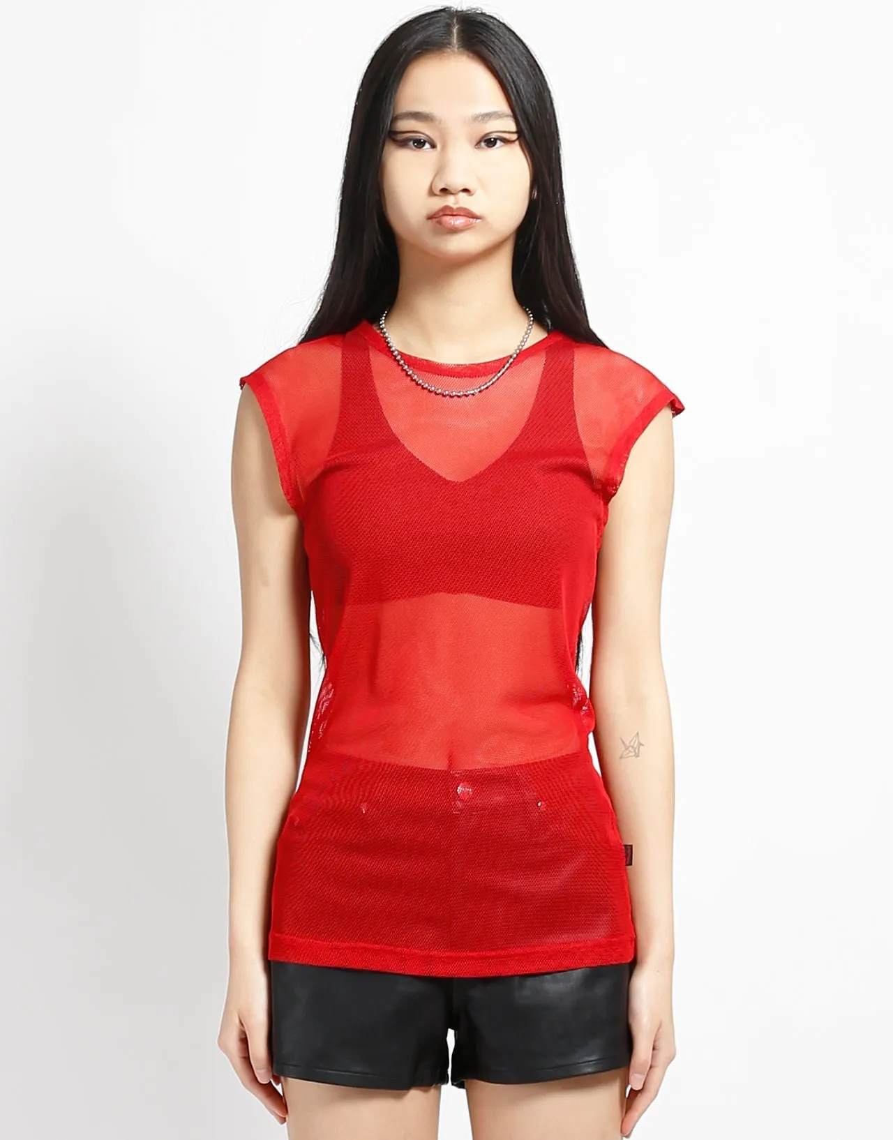 MUSCLE TANK FISHNET RED Convertible Sleeve Adaptation HighDensityFoam