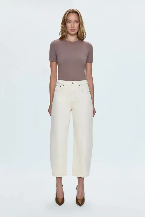 Pistola Eli High Rise Barrel Jean in Ecru Sleek Option