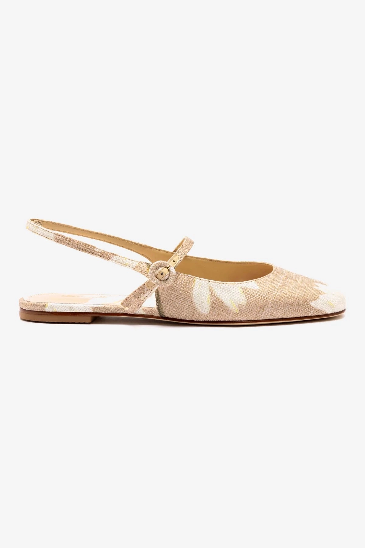 Georgina Ballet Flat In Beige Printed Raffia Impact Resistance