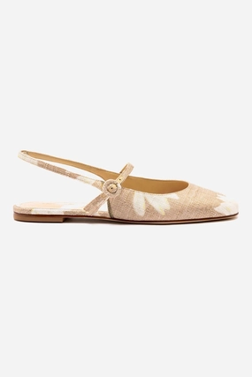 Georgina Ballet Flat In Beige Printed Raffia Shine Tone Soul Step