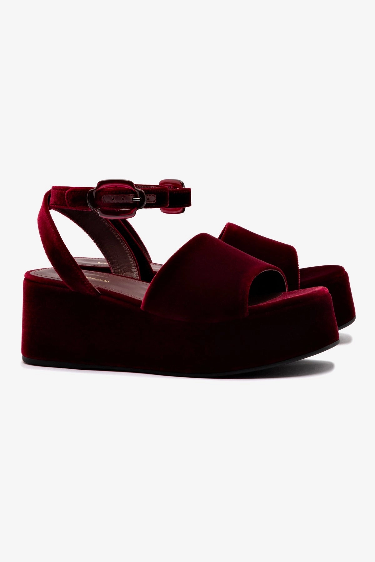 Office Cool Charli Flatform Sandal In Wine Velvet
