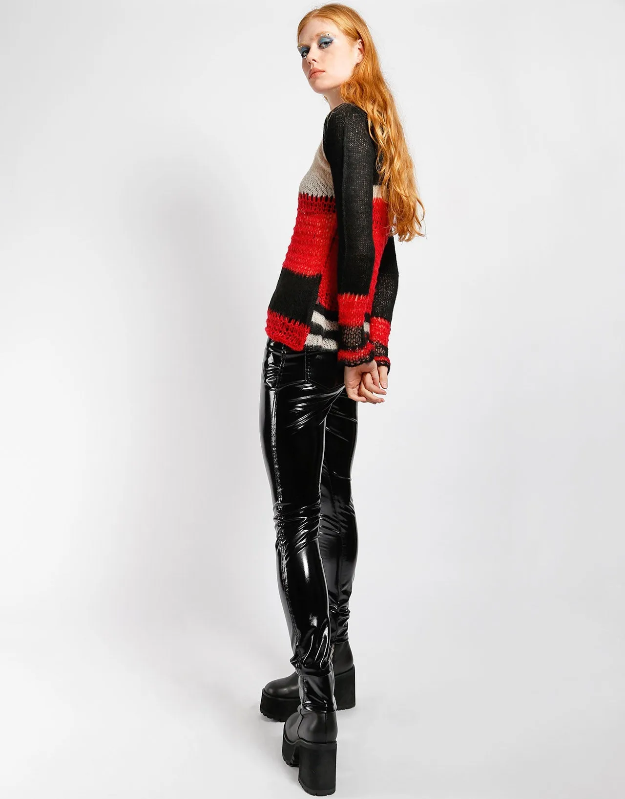 PlacketDetail AntiStatic Treatment PUNK STRIPE SWEATER