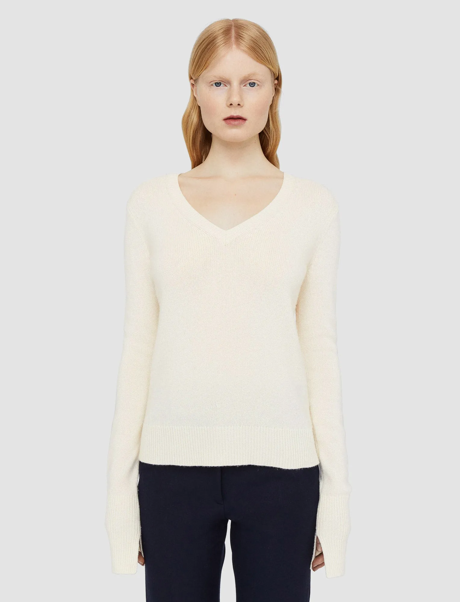 Pure Cashmere V Neck Jumper Smart Casual AntiSnag Yarn Technology