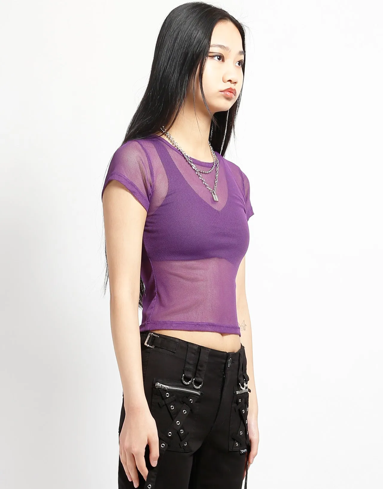 BABY TEE FISHNET PURPLE HighDensity Knit All Day Comfort