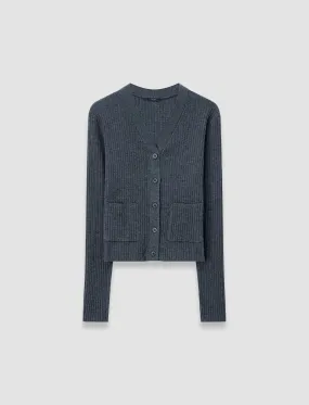 Merino Rib Knit Cardigan Compressed Stitch Machine washable