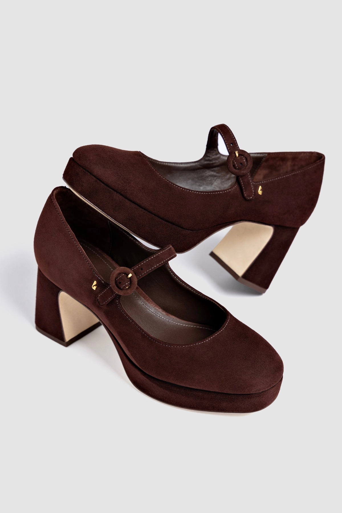 Blair Platform In Brown Leather Stretch Fabric Active People