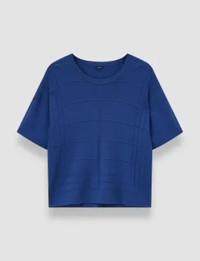 Colorfast Technology Interlock Ribbed Collar Viscose Grid Knit T-Shirt