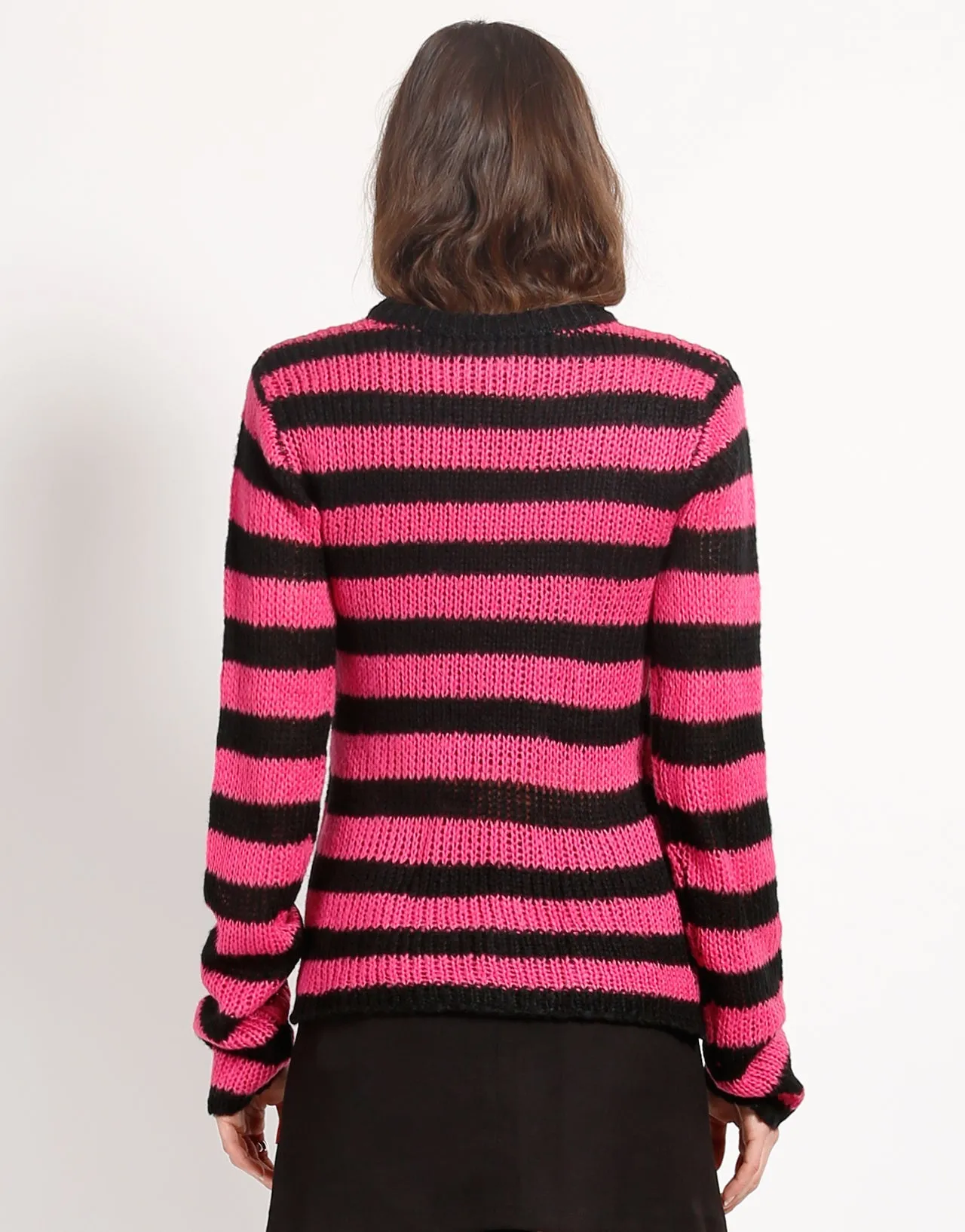 TailoredCut WrinkleFree Finish RAG STRIPE SWEATER PINK