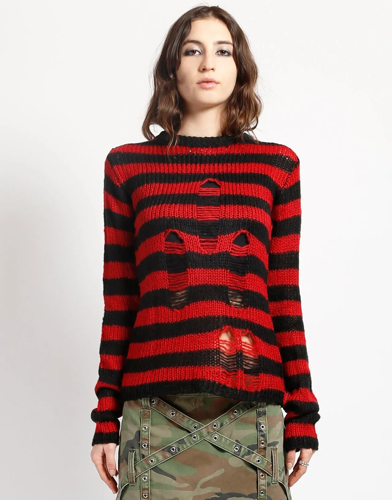RAG STRIPE SWEATER RED AbrasionResistant Edging OdorControl
