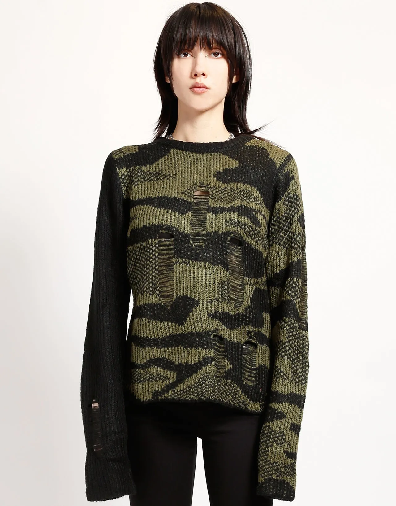 FourWayStretchFabric Modern Look RAG SWEATER CAMO