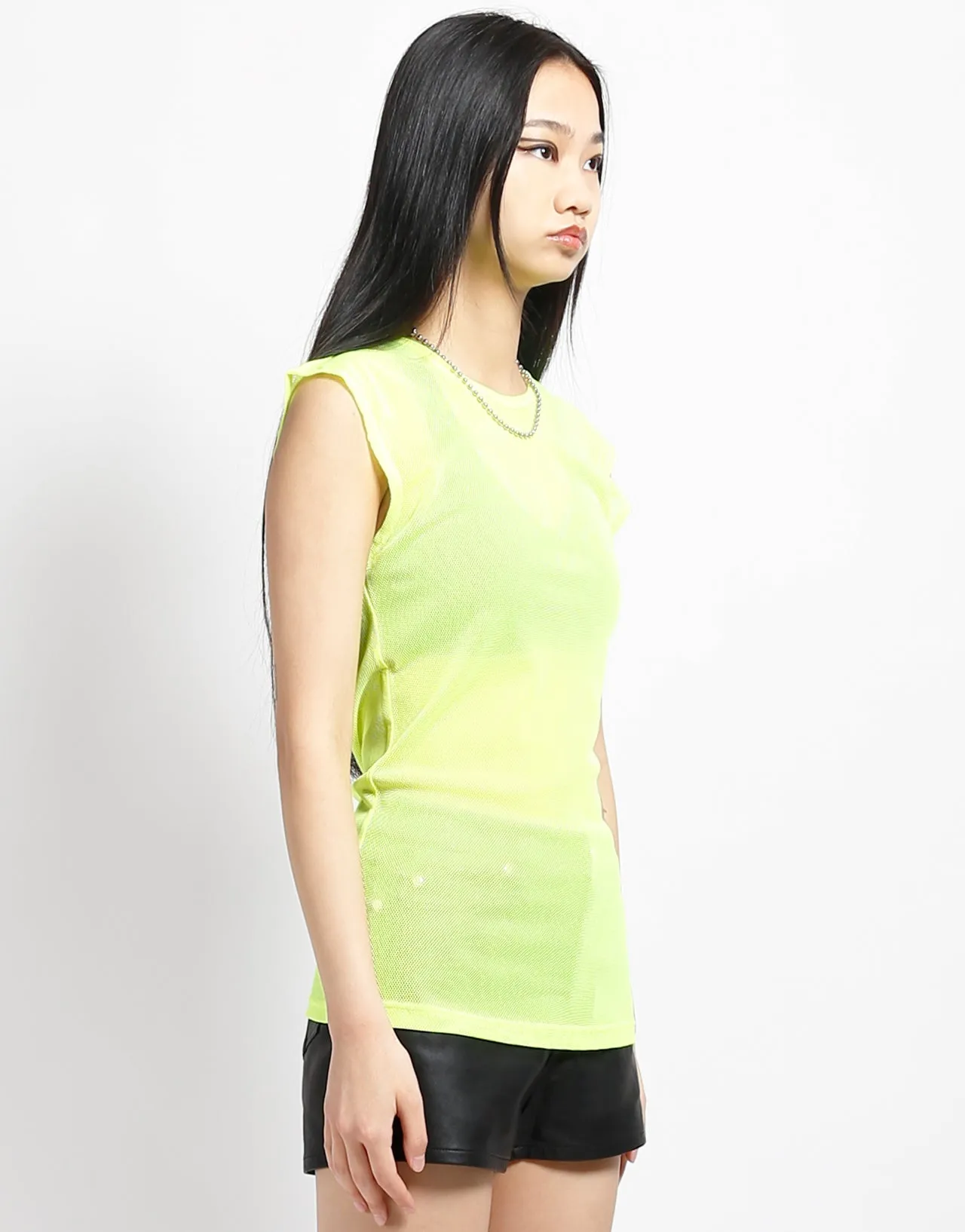 SleevelessOption Hidden Storage Pocket MUSCLE TANK FISHNET LIME