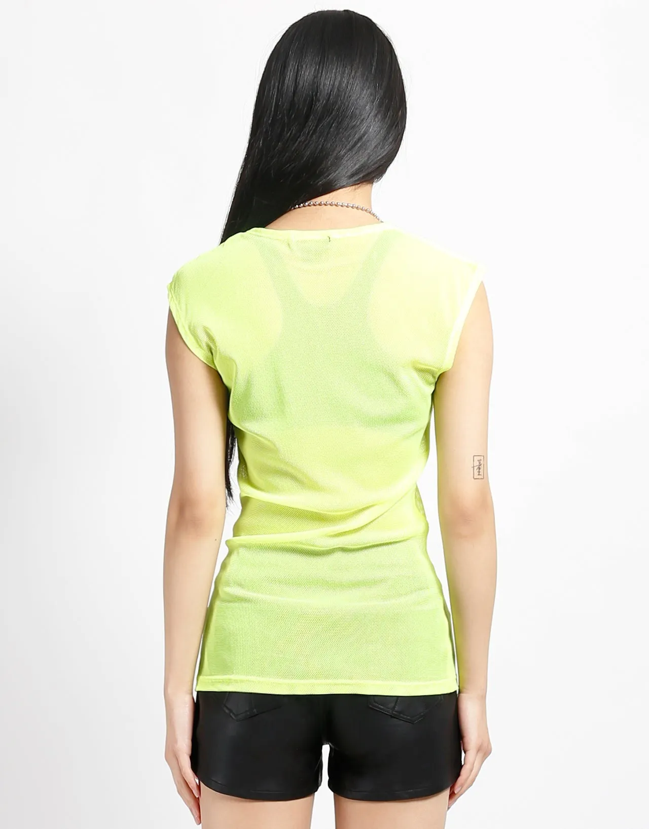 NonPill Surface Treatment MUSCLE TANK FISHNET LIME