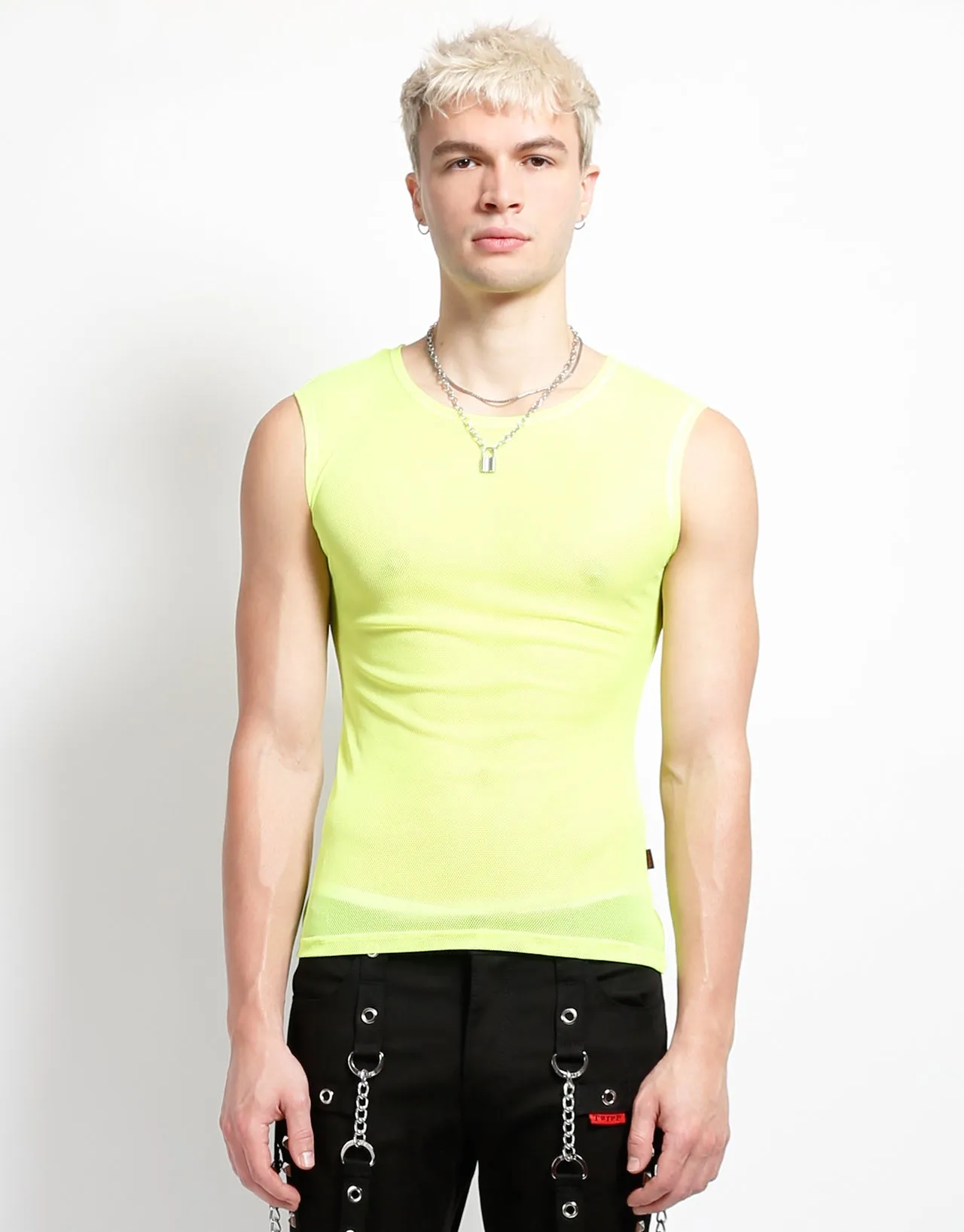Heat Regulating Fabric MUSCLE TANK FISHNET LIME