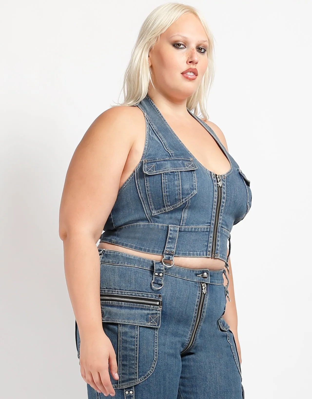 CURVE POWER HALTER DENIM Tailored Seams