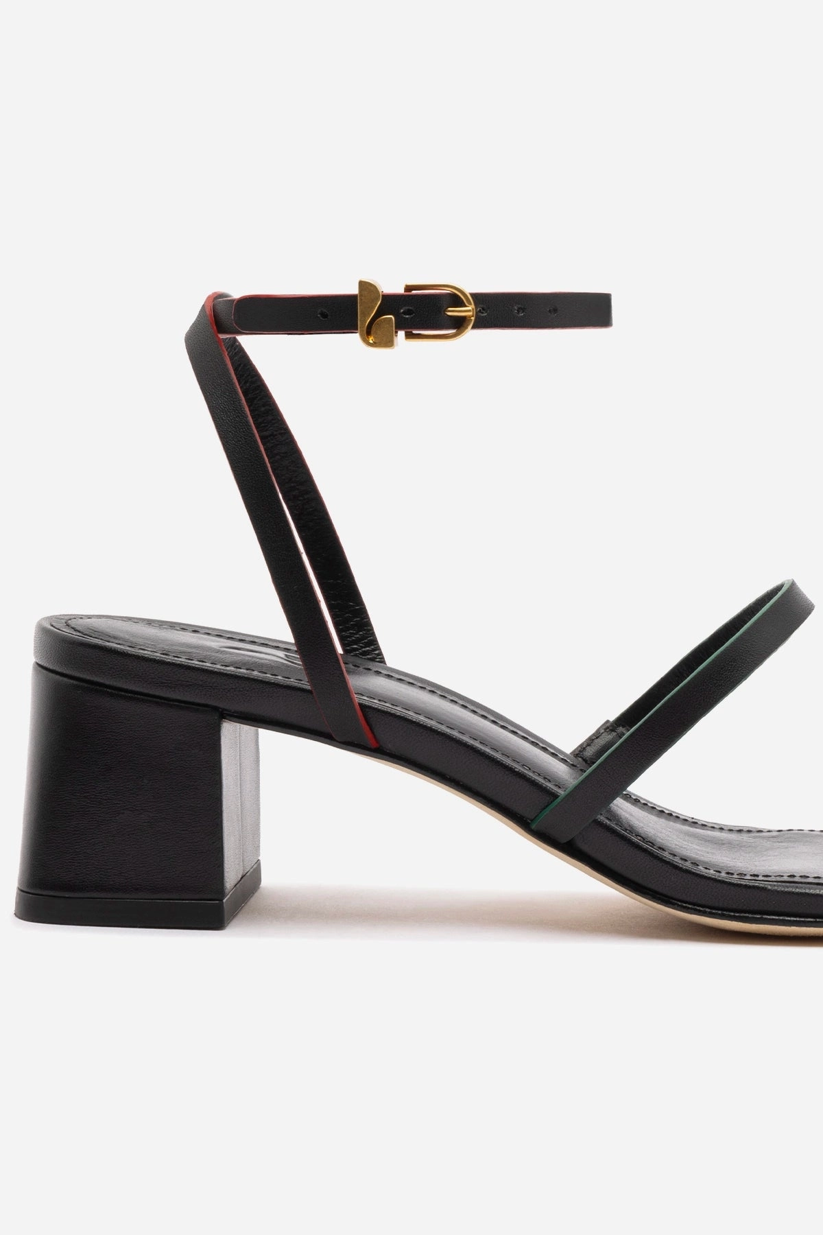 Biarritz Block In Black Leather Foot Support