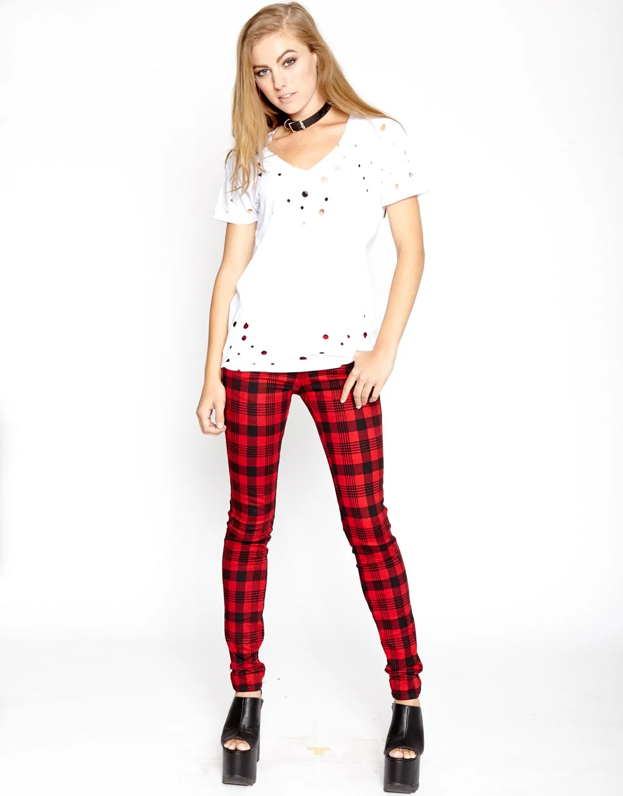 EasyCareMaterial Casual Long Sleeve Holey Tee