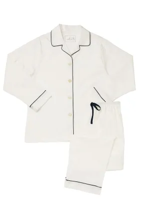 Quick Release Buttons Classic White Luxe Pima Pajama Set