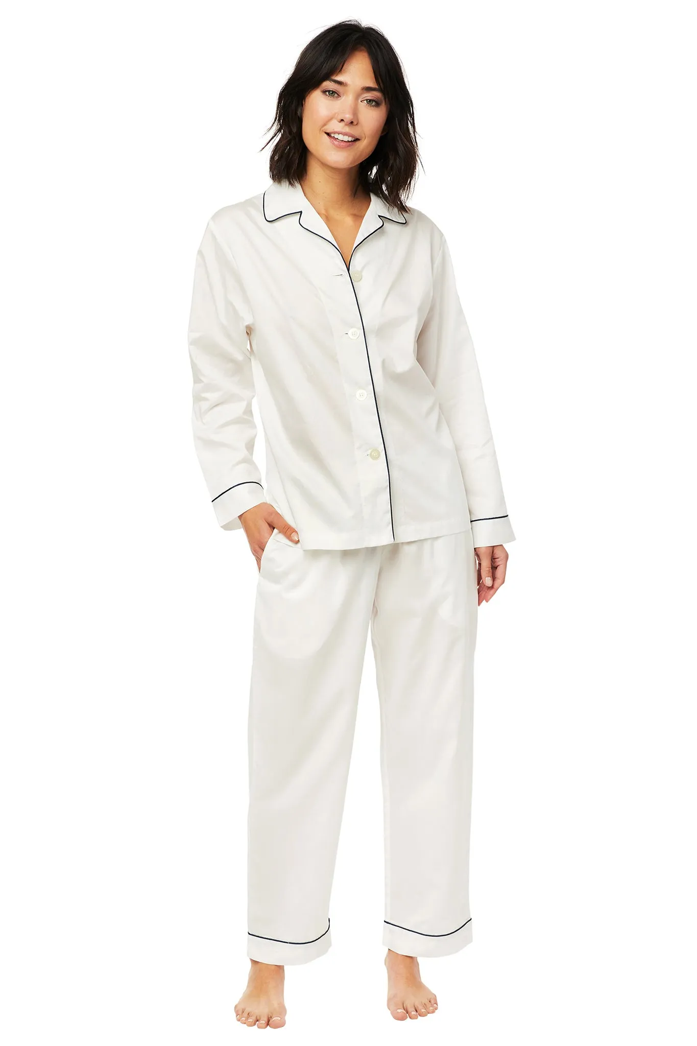 Lightweight Knit AllDaySoftness Classic White Luxe Pima Pajama Set
