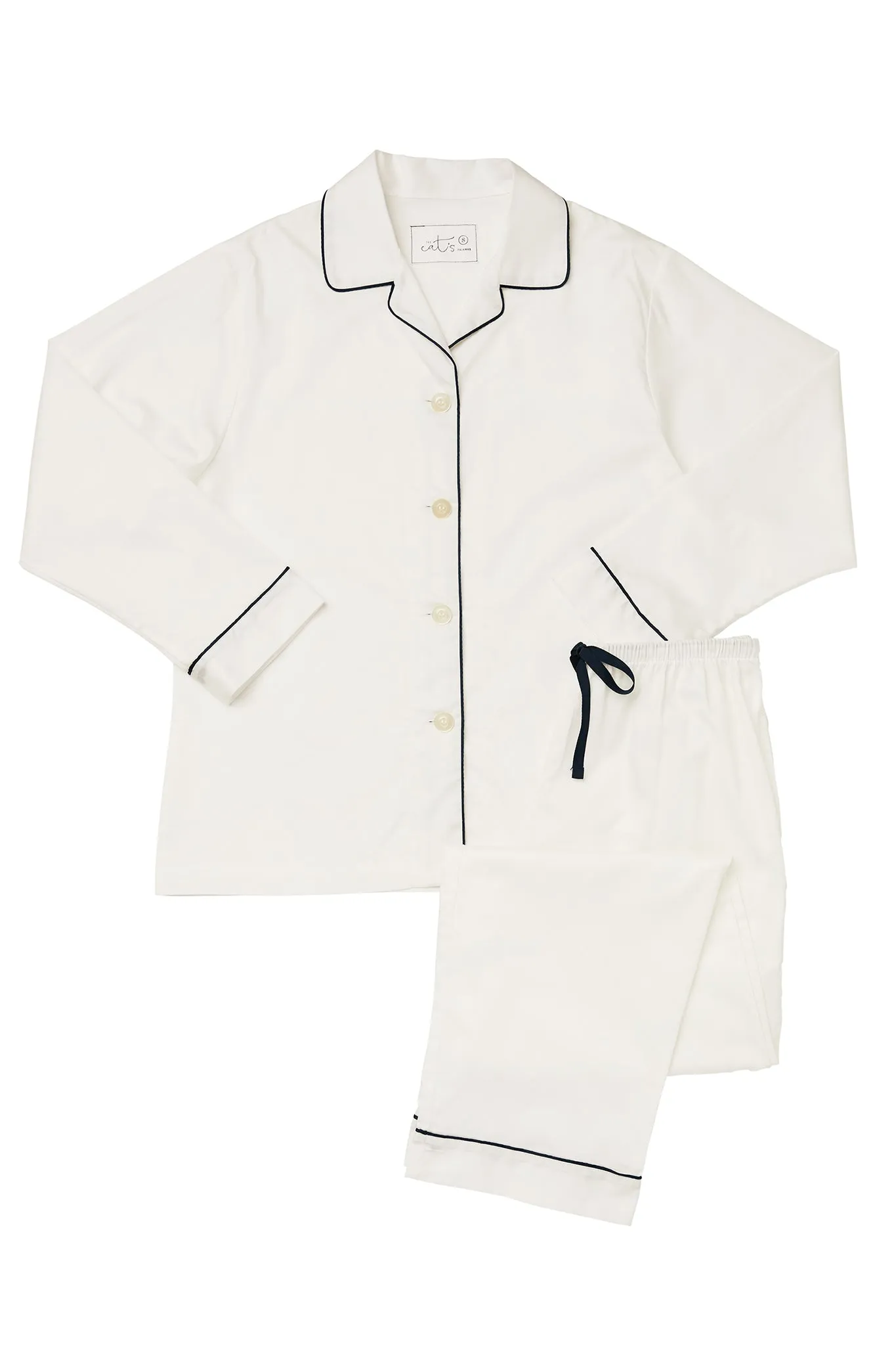 Classic White Luxe Pima Pajama Set FrictionResistant Trim