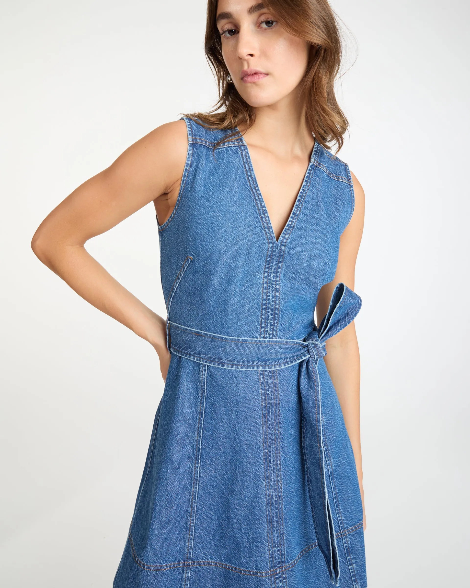Neutral Look Shrink Resistant Denim Reina Dress