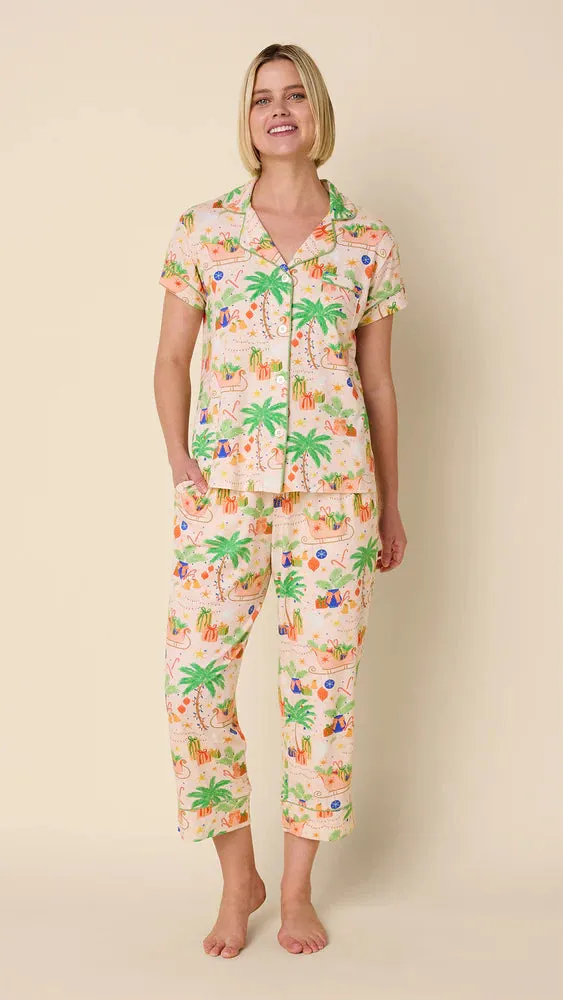 ReflectiveTrimDetails Pima Knit Capri Set