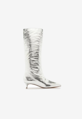 Gail Up Smashed Metallic Leather Boot Chic Cool Move Bold