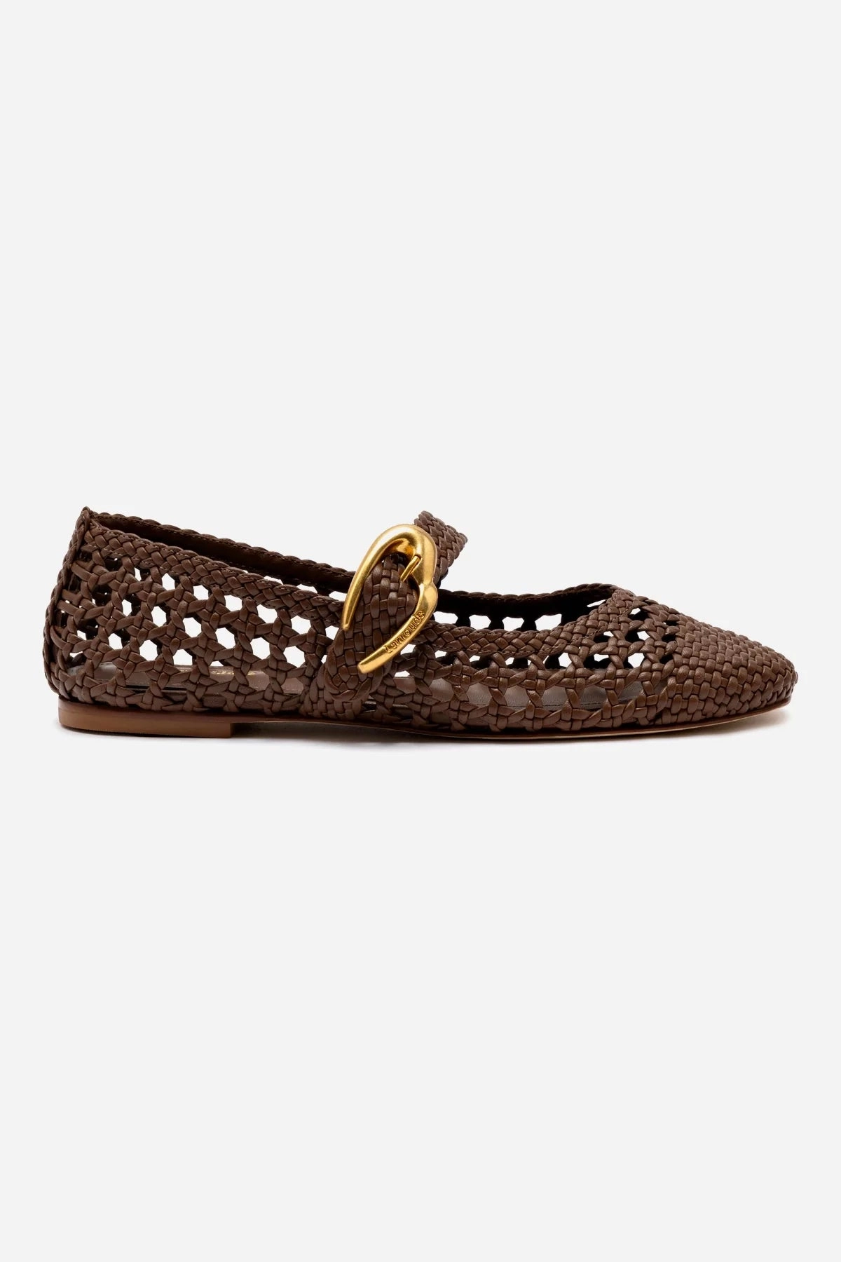 Verona Macrame Ballet Flat In Burnt Umber Leather Shine Bright