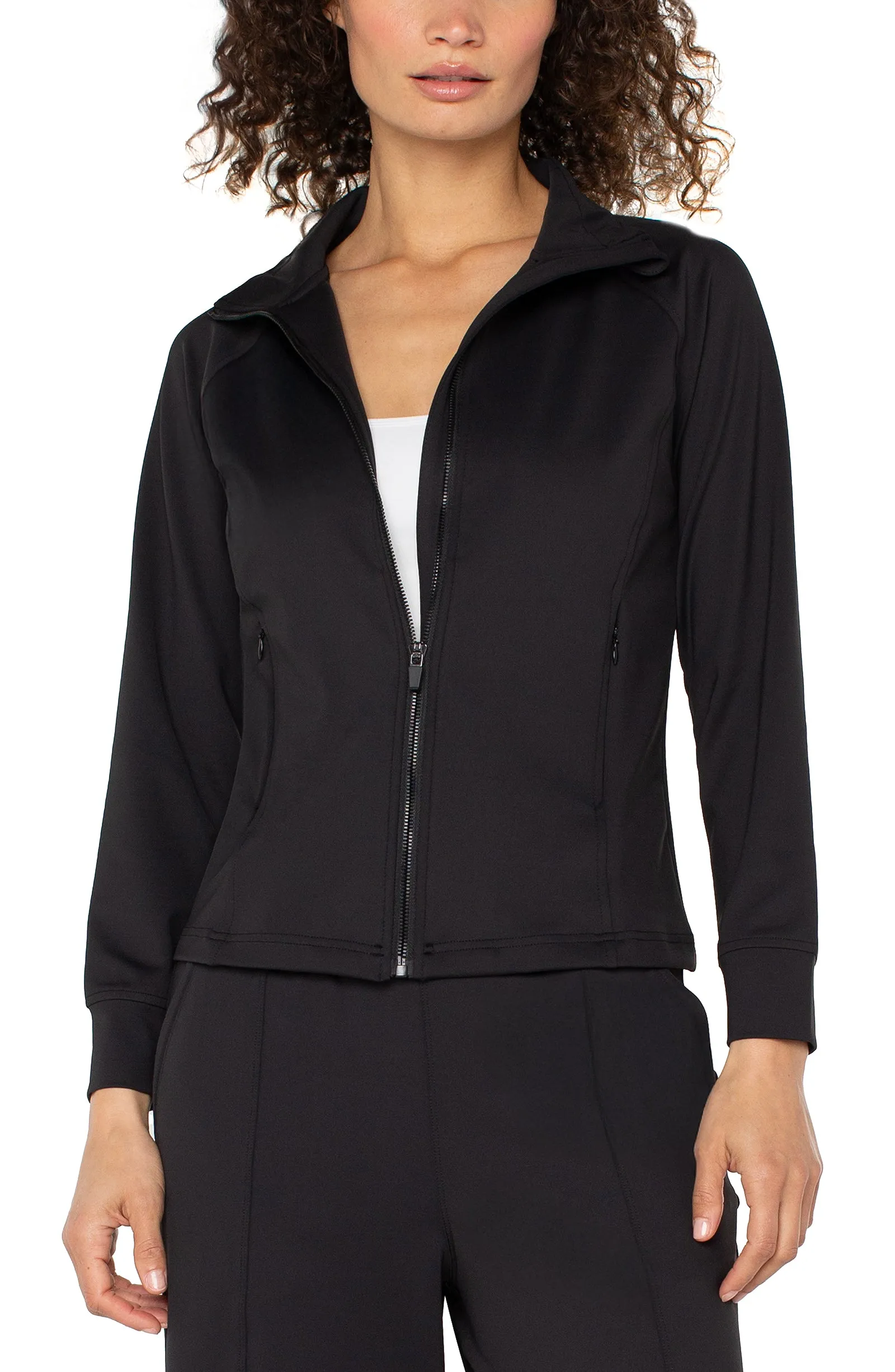 DroppedShoulder Liverpool Los Angeles Full Zip Seamed Jacket in Black