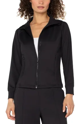 DroppedShoulder Liverpool Los Angeles Full Zip Seamed Jacket in Black