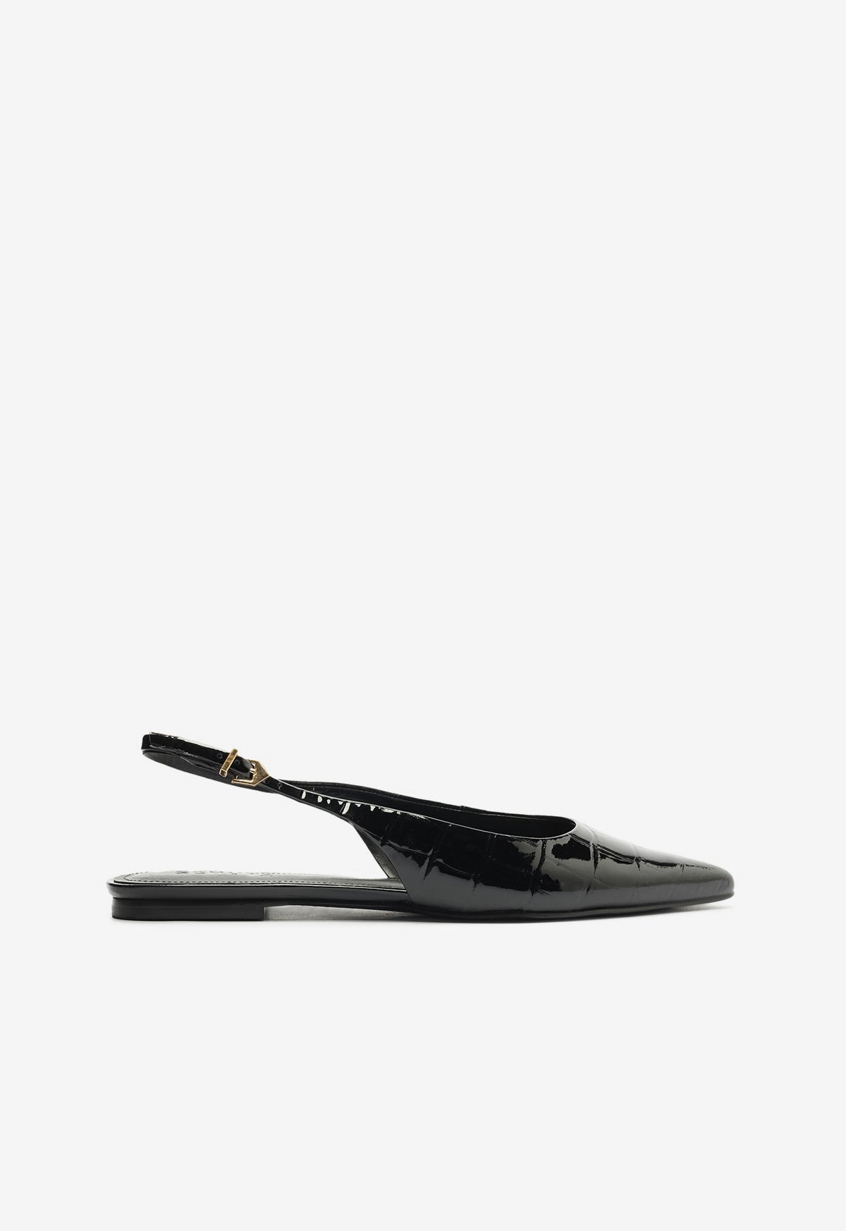 Paola Black Leather Flat Low Profile Design