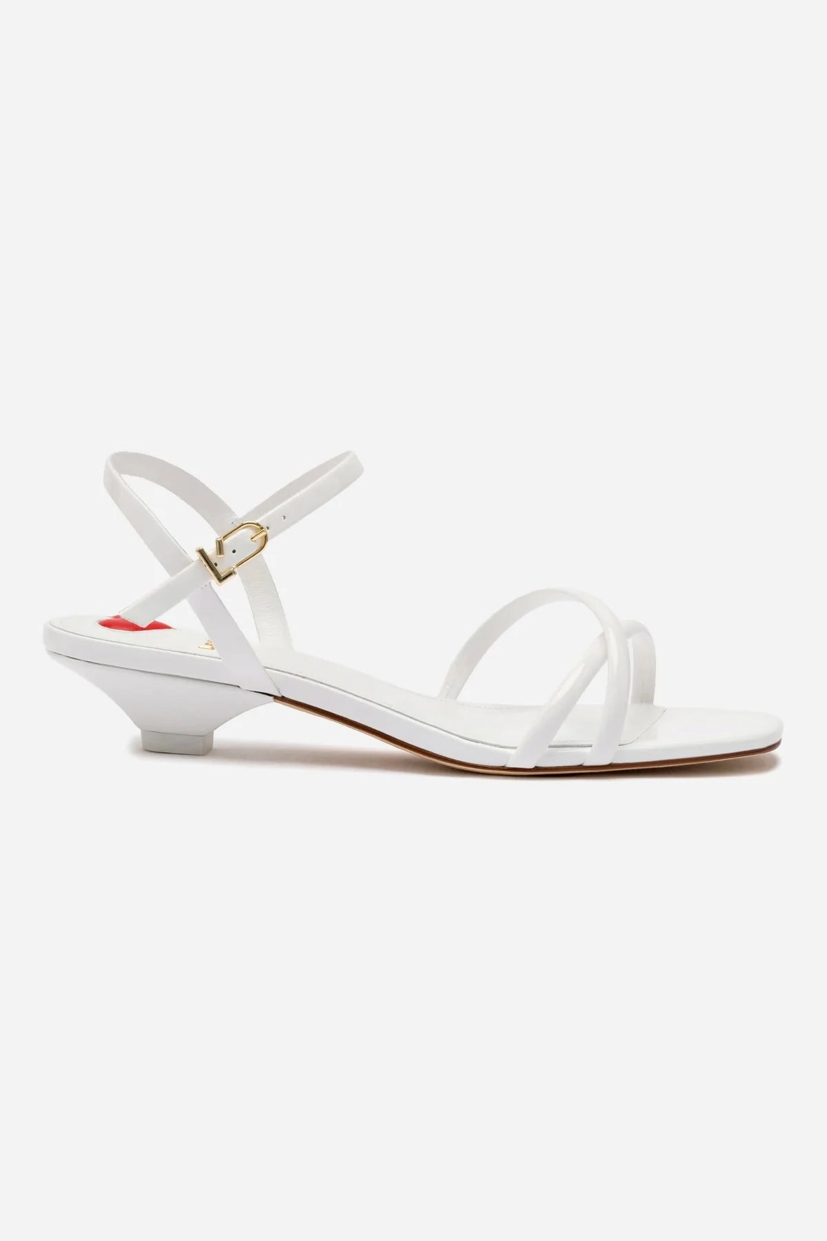 Charlotte Sandal In White Patent Leather Comfort Walk Matte Base