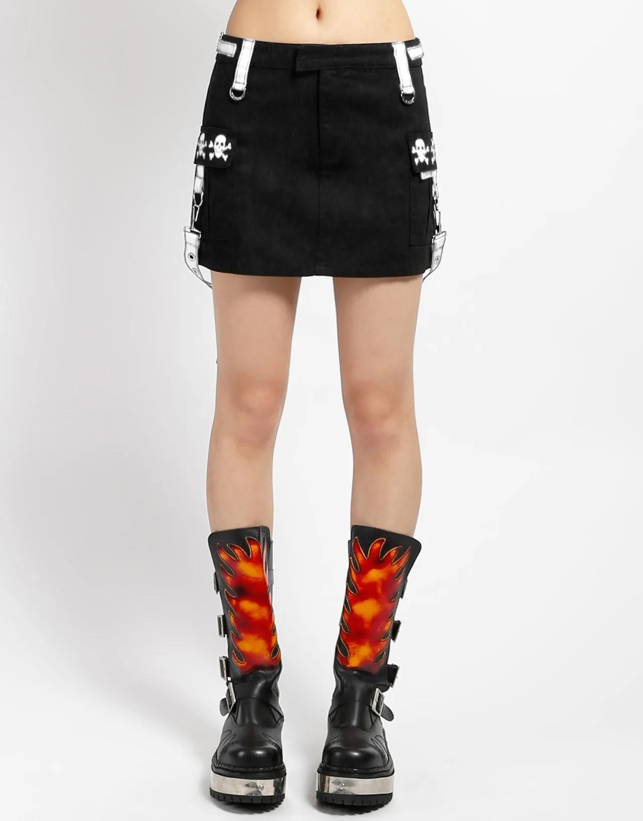 All weather Tapered ankle CARGO POCKET SKIRT WHITE