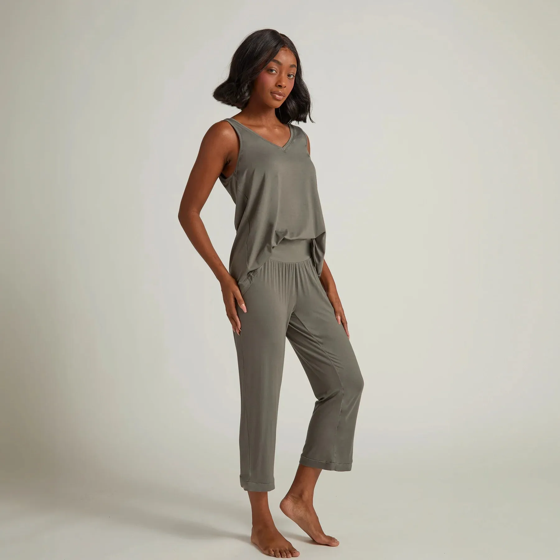 Faceplant Dreams Bamboo Capri Pants in Earl Grey NonRestrictiveCollar