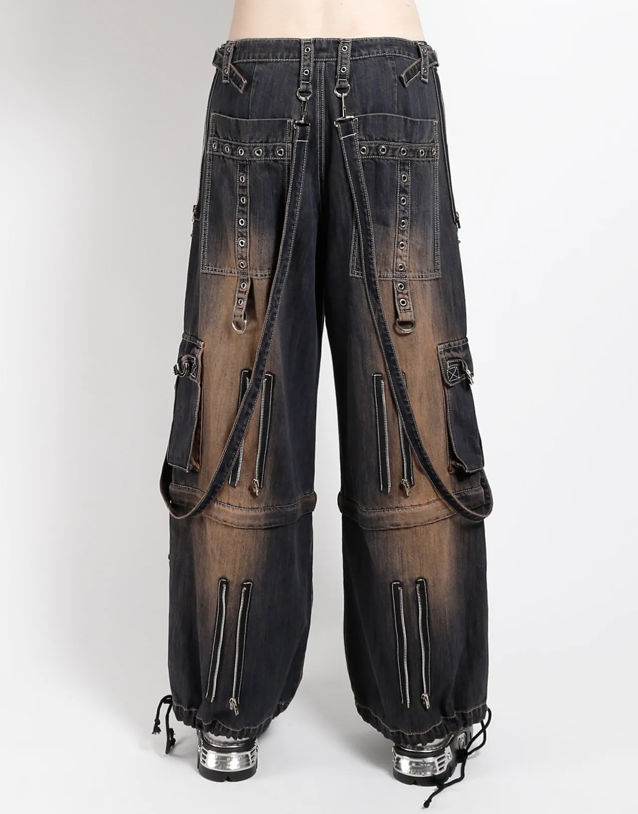 Raw edge Reinforced Pockets ZIP LOCK PANT DIRTY WASH BLUE DENIM