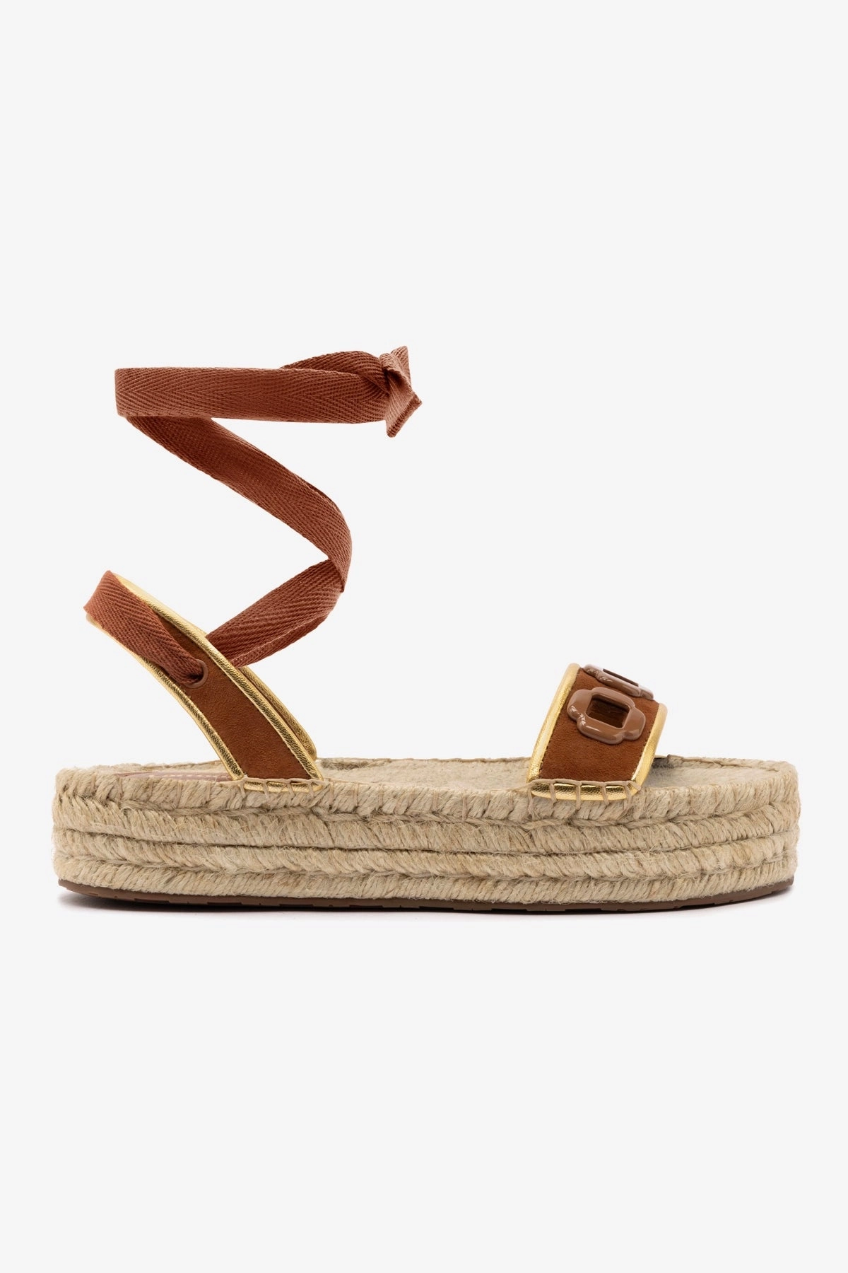 Milan Espadrille Flatform In Caramel Suede Recycled Rubber Composite All Terrain Health Focused