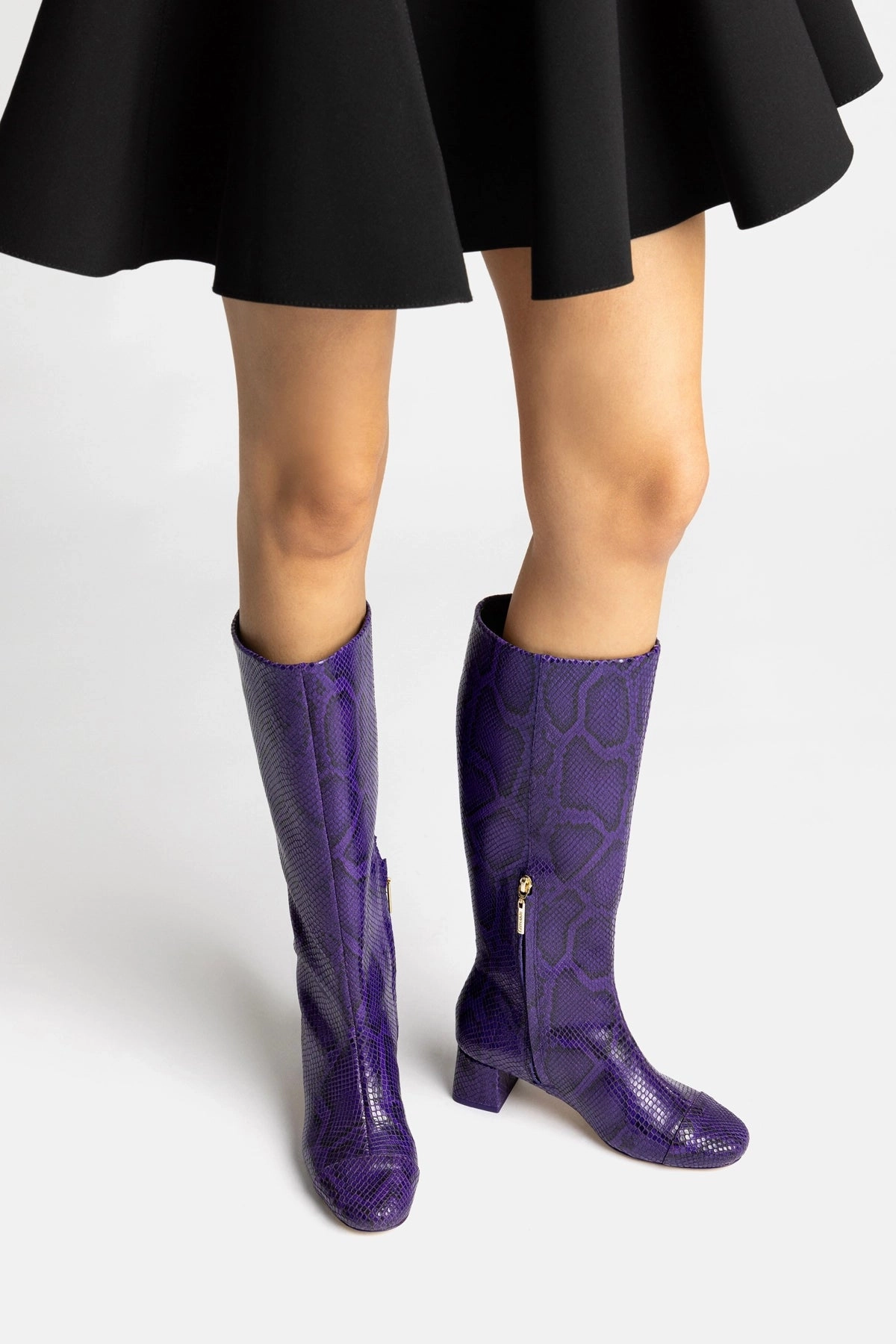 Chic Fit Edie Boot In Eggplant Python Embossed Leather