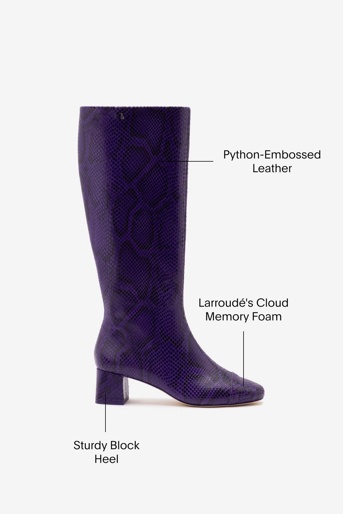 Edie Boot In Eggplant Python Embossed Leather Comfort Strap Anti Odor Urban Stroll
