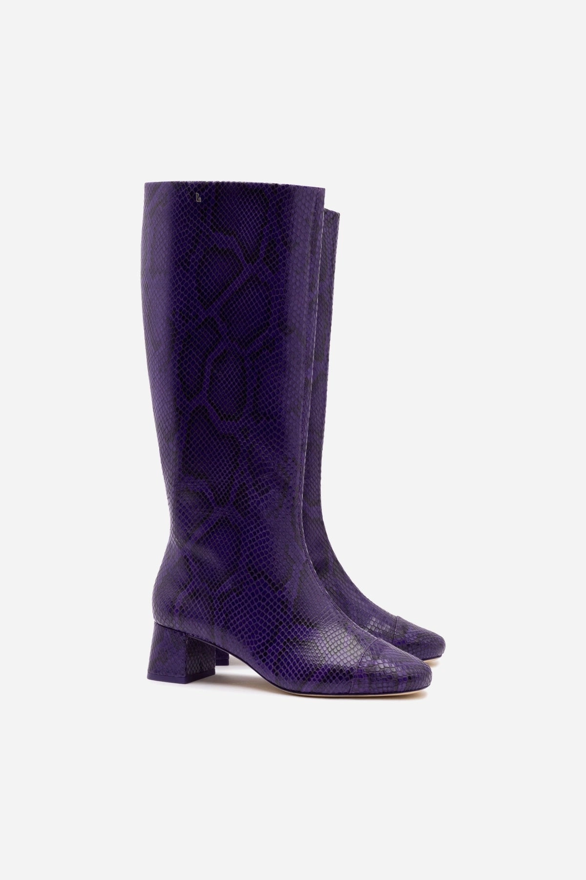 Edie Boot In Eggplant Python Embossed Leather Star Mood