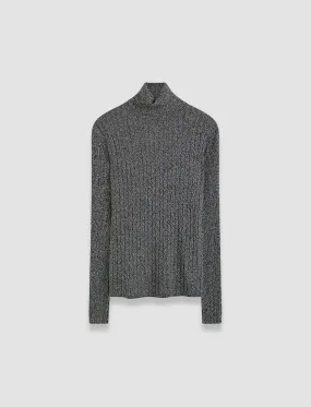 Surface Pilling Resistant Simple Form Ribbed Cable Knit High Neck Jumper
