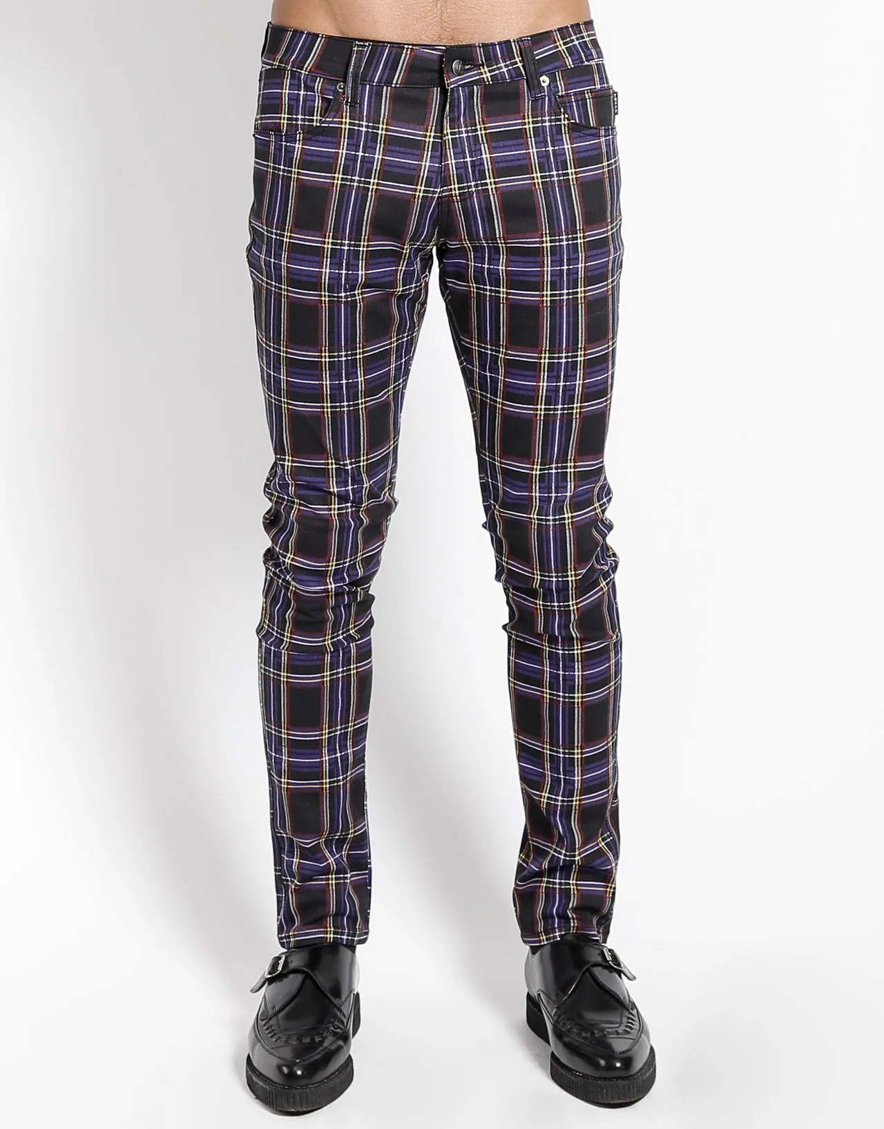 ROCKER JEAN PURPLE PLAID Classic Elegance ComfortWaistband