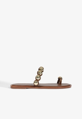 Team Match Romy Brown Leather Flat Sandal