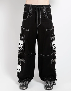 SUPER SKULL PANT WHITE SKULL Ripped design Active Utility