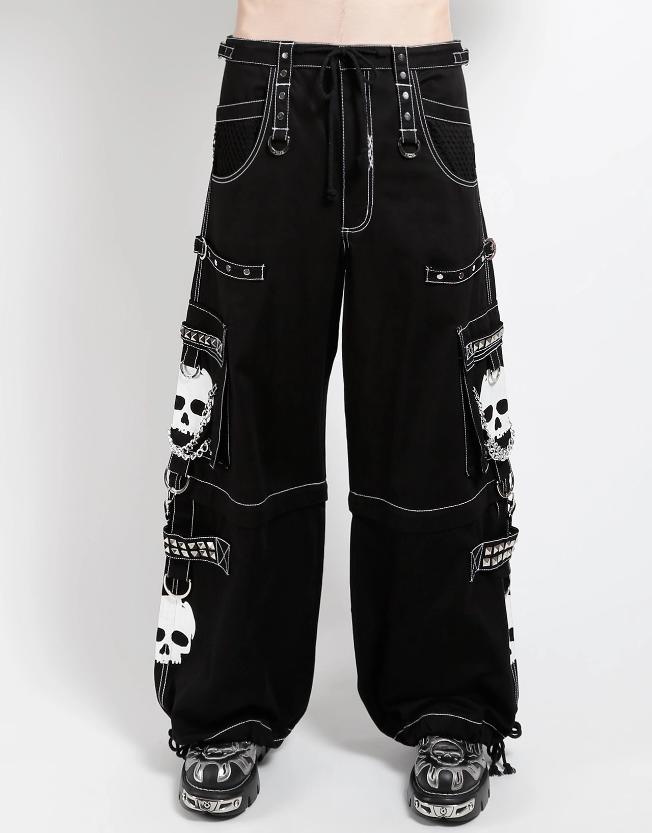 SUPER SKULL PANT WHITE SKULL Ripped design Active Utility