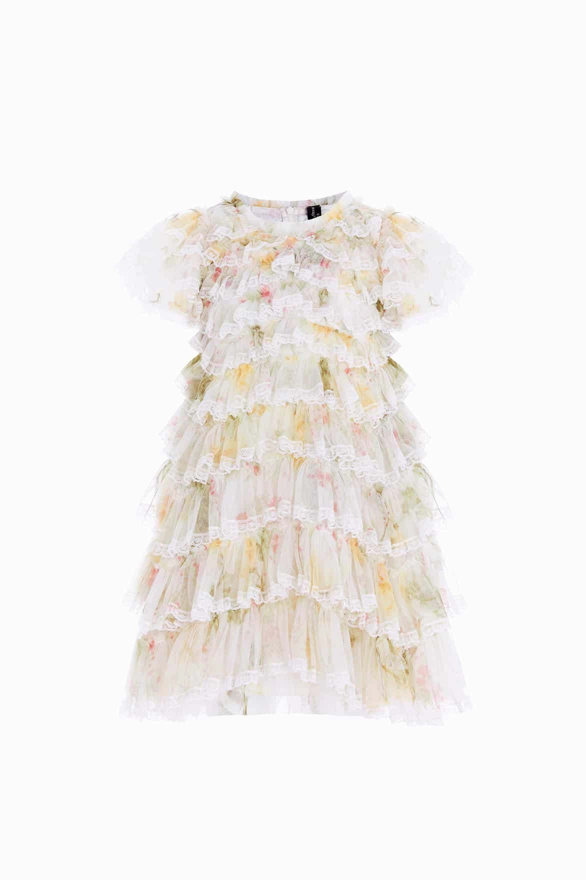 Rose Ruffle Lace Kids Dress GarmentDyed Professional Look