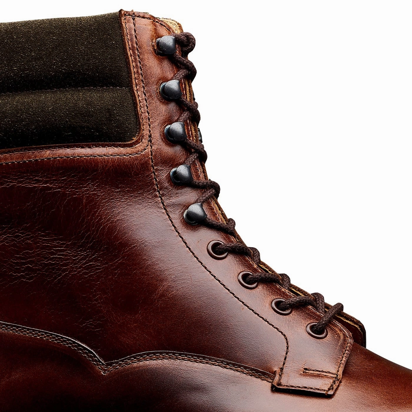 Ross Chocolate Hurricane Hide & Earth Green Suede Collar Rubber Compound Outsole Neutral palette